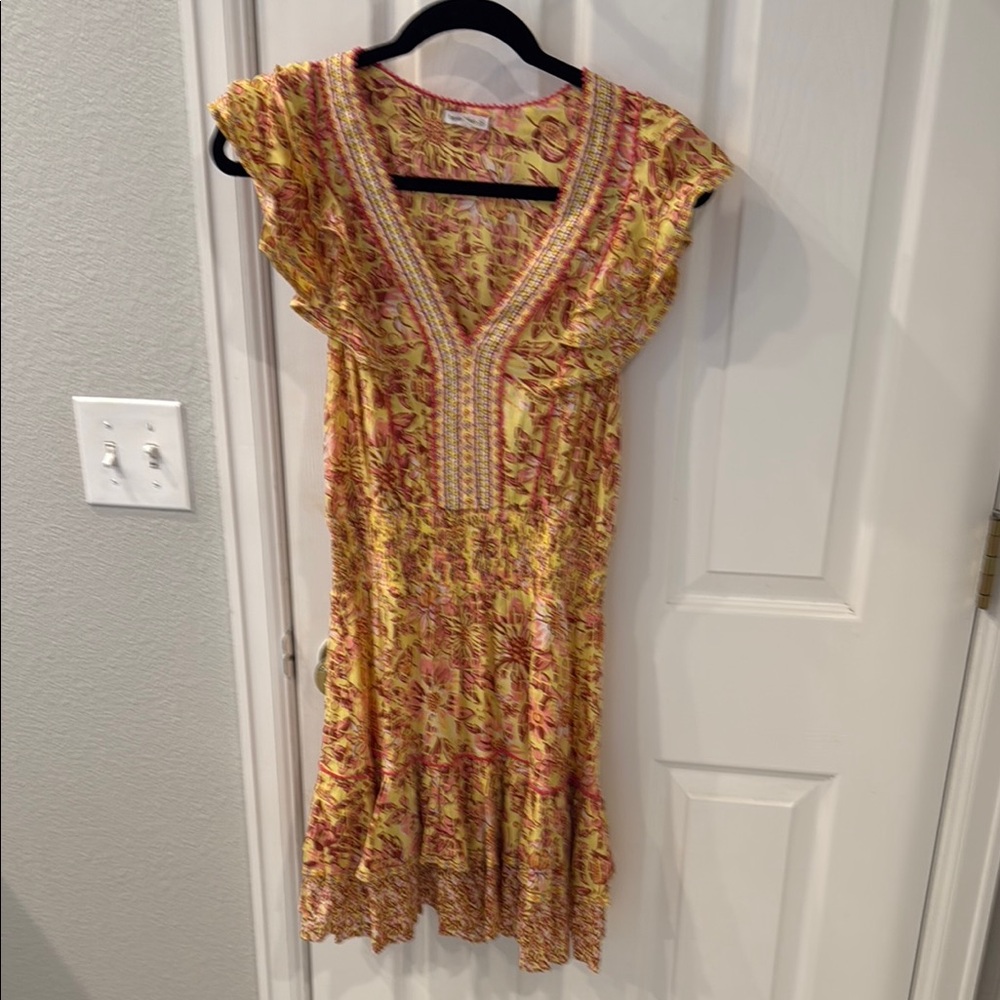 Floral Yellow and Red Poupette St Barth Dress XS
